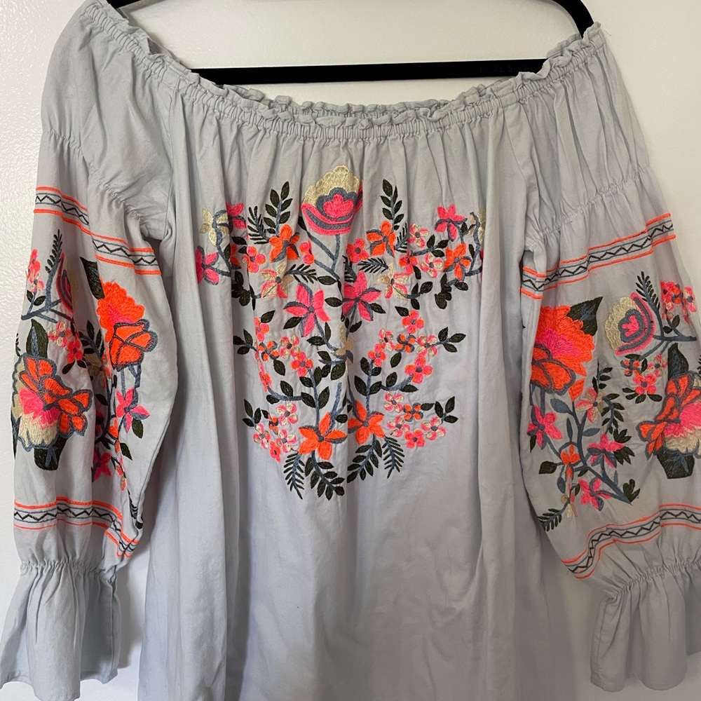 Free People Embroidered Off the Shoulder Dress